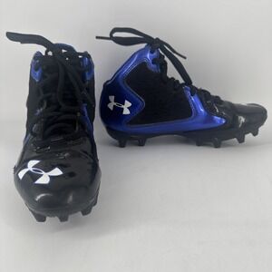 Under Armour Football Cleats Size 1.5Y UA 1258035-041 Blue & Black Sports Shoes